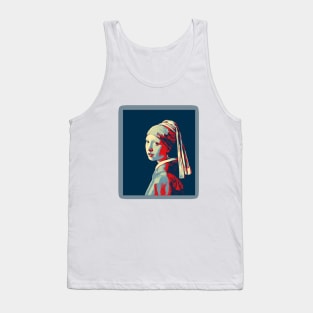 Girl with a Pearl Earring  Painting by Johannes Vermeer - Obama colors Tank Top